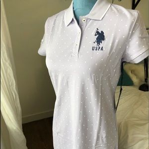 US Polo Assn polo dress. Light purple polka dots